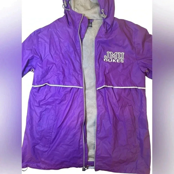 JMU Vintage Purple Full Zip Rain Jacket James Madison University Football Coat - Picture 12 of 15